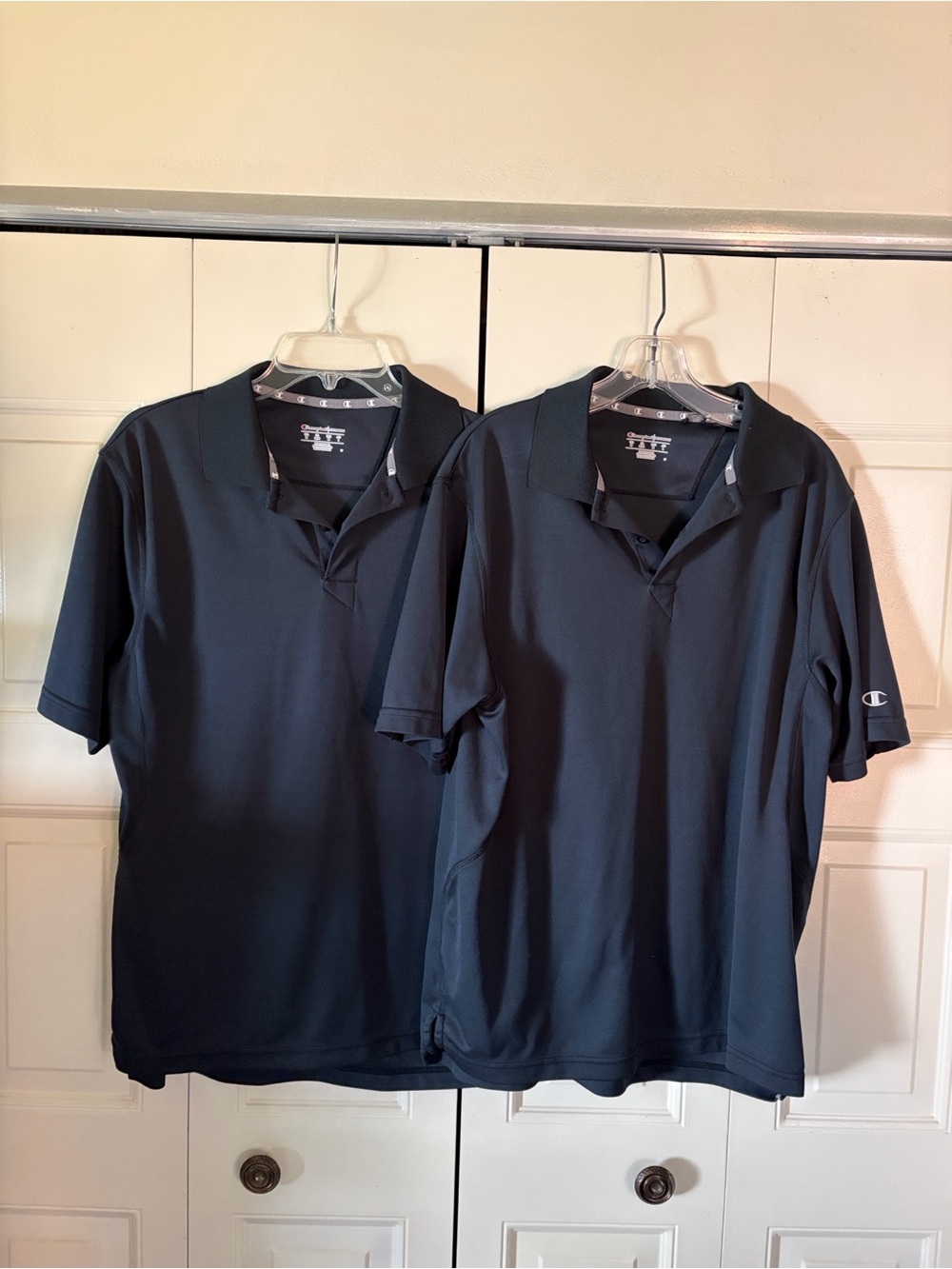 Lot (2) Champion Men’s Black Performance Golf Office Polo Shirt Sz Med